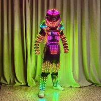 Costume de Predator lumineux à LED 7 couleurs RGB, armure d'alien, tenue de robot pour fête avec écran d'affichage, vêtements LED pour bar, boîte de nuit, spectacle sur scène