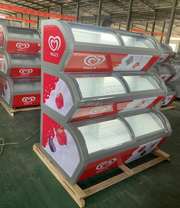 Présentoir à crème glacée spécialisé transparent de grande capacité personnalisable refroidi par air <span class=keywords><strong>LED</strong></span> numérique aliments surgelés de supermarché - Product Image 6