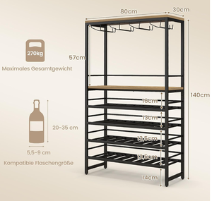 رف تخزين نظارات ونبيذ حديث 6 طبقات لتناول الطعام بار منزلي سهل التجميع لشقة الفلل الفندقية - Product Image 5