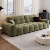 Juego de sofá de hojaldre de caramelo crema minimalista moderno nuevo asiento ancho de fila recta profunda con material de tela de varios tamaños para sala de estar
