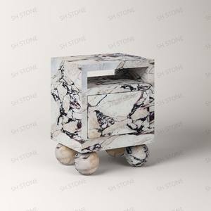 Table d'Appoint SH STONE Calacatta Viola Personnalisée, Table de <span class=keywords><strong>Chevet</strong></span> <span class=keywords><strong>Cube</strong></span> Carré en Marbre au Design Moderne et Fonctionnel pour Décoration d'Intérieur - Product Image 2
