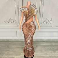 Nouvelle Arrivée S2084Y : Robe de Soirée Scintillante à Plumes et Longue Traîne avec Strass - Robe de Cérémonie pour Tapis Rouge et Scène