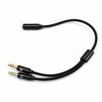 Câble répartiteur audio 3,5 mm, 2 mâles vers 1 femelle, câble en Y tressé, adaptateur casque + microphone pour avion, ordinateur, télévision