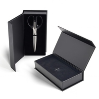 Boîte d'accessoires en papier noir personnalisée de qualité supérieure pour bougie coulissante, coupe-mèche rigide, ciseaux à cheveux, emballage de lamination brillante, cadeau