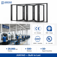 Fenêtre française pliante insonorisée JUNYAO, directement de l'usine, profilé 6063-T5, joint EPDM, verre 5+20A+5 Low-E, certifiée CE, ODM, pour musées