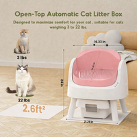 Litière pour chat AS11 AutoScooping à dessus ouvert, autonettoyante, en matériau écologique, grande capacité, contrôle des odeurs, facile à nettoyer
