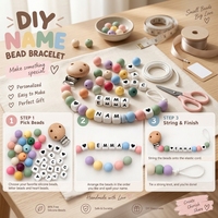Kit de perles en silicone DIY en gros avec lettres de l'alphabet et attaches-sucettes en bois pour créations artisanales