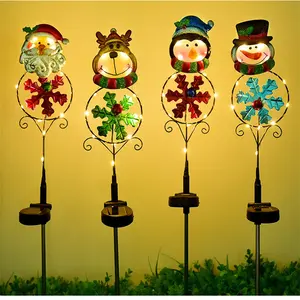 畅销太阳能节日灯户外圣诞面板串仙女可爱卡通发光二极管灯户外太阳能公共灯