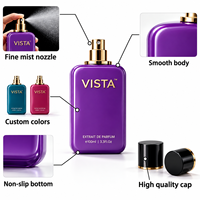 Flacon de parfum carré en verre avec pompe pulvérisatrice sérigraphiée et boîte