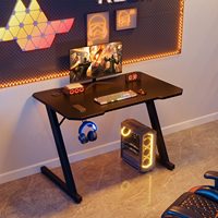 Mesa de juegos en forma de Z moderna madera Metal luces ajustables Led Rgb Pc juego hogar Oficina ordenador escritorio mesa de juegos para juegos