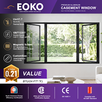 Fenêtres à battants EOKO OEM sur mesure, double vitrage trempé à rupture de pont thermique, certifiées pour la construction résidentielle