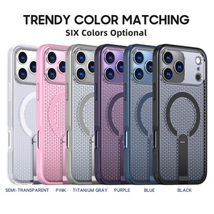 Coque de téléphone magnétique en maille nid d'abeille rafraîchissante pour iPhone 14 15 16 17 Pro Max avec béquille intégrée et coque antidérapante - Product Image 6