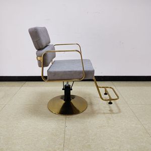 เก้าอี้ตัดผมไฮดรอลิกสแตนเลสสีทองทันสมัยสำหรับร้านทำผมเสริมสวย - Product Image 2