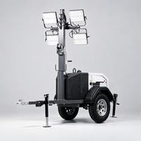 Tour d'éclairage mobile diesel à LED de conception américaine 4x320W IP65, réservoir 160L, mât 360°, monté sur remorque, pneus larges, pour l'exploitation minière et la construction, Ra95