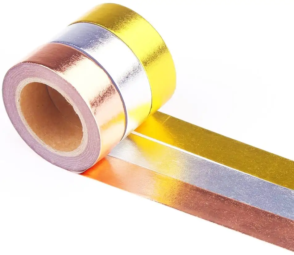 Hot sale Ready to ship washi tape Single roll Wholesale Custom Printed Colored Gold Foil Sticky Washi Paper Tape