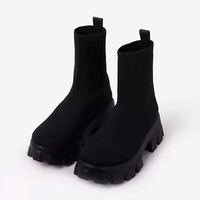 Bottes décontractées pour femmes, grande taille, à bout rond, en tricot élastique, style américain, pour l'automne, vente en gros