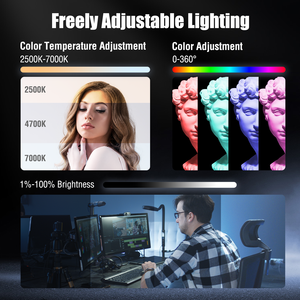 Lumière vidéo LED RGB, 13 modes d'effets lumineux, étanche, résistante aux chocs, température de couleur réglable 2500K-7000K pour Vlogging <span class=keywords><strong>TikTok</strong></span> - Product Image 4