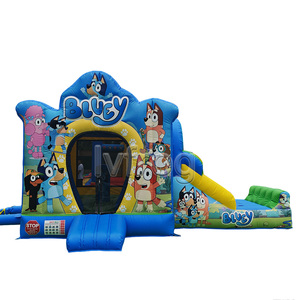 Màu xanh Nhà bị trả lại Toddler thương mại nhảy lâu đài <span class=keywords><strong>Inflatable</strong></span> Jumper trẻ em màu xanh lâu đài <span class=keywords><strong>bouncy</strong></span> với Slide Combo cho bữa tiệc - Product Image 3