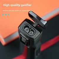 Briquet à cigares portable en métal DEBANG, prix d'usine, coupe-vent, vente en gros, flamme bleue puissante, double flamme, durable, coffret cadeau