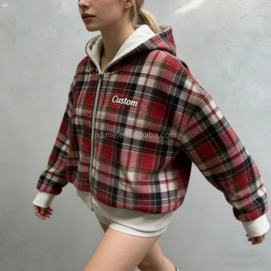 Felpa con cappuccio semplice Casual con cerniera <span class=keywords><strong>a</strong></span> doppia faccia retrò personalizzata felpa reversibile con Zip larga da donna - Product Image 2