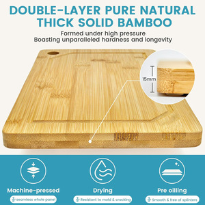 Ensemble de planches à découper en bambou Four Directions, 3 pièces, avec blocs de découpe double face en acier inoxydable pour la cuisine - Product Image 2