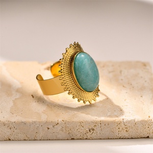 Popular Gold Plated Jewelry Geometric Opening <b>Turquoise</b> Finger <b>Ring</b> - Product Image 5