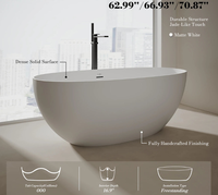 Baignoire autoportante moderne en pierre de surface solide avec pierre artificielle