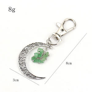 Retro ahuecado Luna púrpura cristal Natural piedra cruda cuarzo cristal llavero elegante estilo colgante cristal llavero - Product Image 1