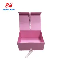 HENGXING stampa personalizzata scatola di carta di lusso rosa scarpa per bambini imballaggio confezione regalo chiusura magnetica con nastro