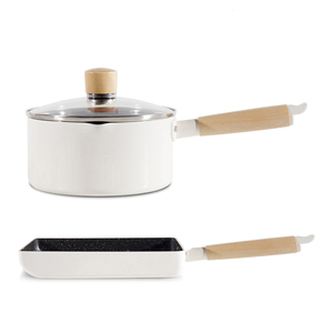 8PCS High Quality <strong>Cookware</strong> <strong>White</strong> Aluminum Non Stick <strong>Ceramic</strong> <strong>Cookware</strong> Sets Wooden Handle Induction Bottom - Product Image 5