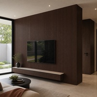 WYRAX Villa Reception Lounge Panneau mural en WPC à profil unique, construction en WPC, grain de bois, surface aspect bois linéaire Noyer Noir