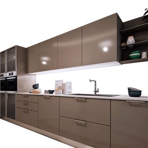 Alto brillo de pvc mdf armario de madera muebles fregadero puertas y frentes de <span class=keywords><strong>cajón</strong></span> de gabinete de <span class=keywords><strong>cocina</strong></span> moderna diseños - Product Image 6
