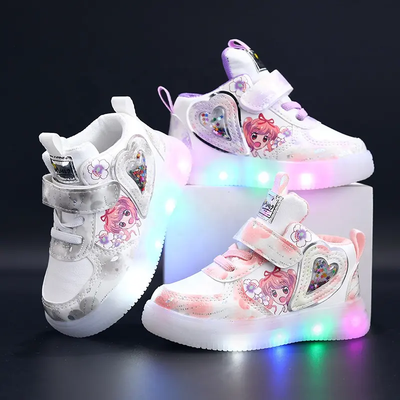 2023 vente en gros baskets garçons étudiants décontracté haut conseil chaussures filles lumière LED autres à la mode enfants fille chaussures