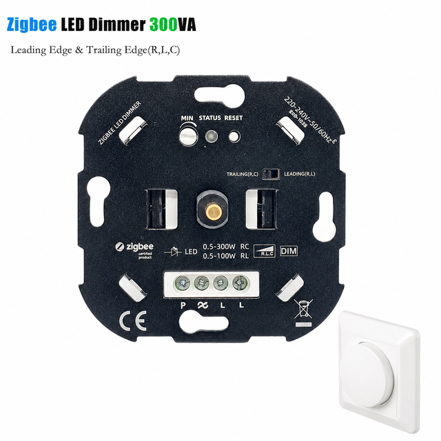 Rotary Smart Zigbee LED Dimmer for Dimmable LED/Halogen Lamps 0.5-300W Leading and Trailing Edge LED Dimmer