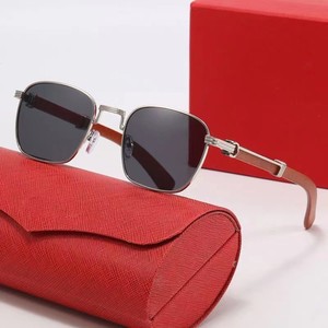 2026年ファッション ヴィンテージ レトロ メタルスクエアフレーム 木目テンプル 運転用 UV400保護 シェード サングラス メンズ - Product Image 3