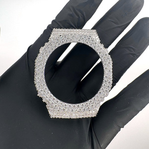 Boîtier de montre de luxe de haute qualité en moissanite sertie, lunette ronde, pièces de montre numérique, ton argenté, remplacement personnalisé écologique - Product Image 5