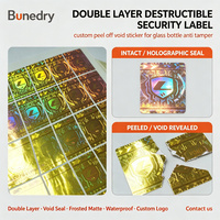 Etiquette de sécurité destructible double couche, imprimée sur mesure, avec autocollant pelable rond, avec sceau vide, pour bouteille en verre de valeur, anti-effraction