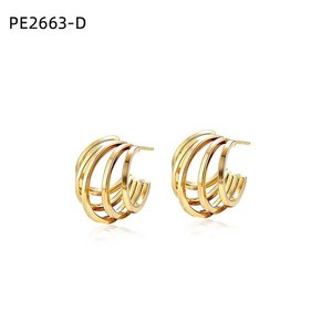Amy Amy <b>Huggie</b> Earrings <b>Silver</b> Plated Geometric Alloy Women's Fashion Jewelry Gift Trendy Style PE2663 - Product Image 2
