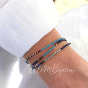 Bracelet vintage fin avec perles <span class=keywords><strong>Miyuki</strong></span> bleues, <span class=keywords><strong>pierre</strong></span> naturelle, trois tours sur élastique, trois modèles au choix, bracelets cadeaux - Product Image 6
