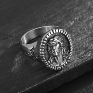 Men's <b>Cross</b> <b>Ring</b> Titanium Steel Gold Plated Geometric Design Everyday Wear Jewelry - Product Image 2