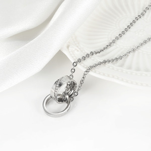 18K PVD Gold Stainless Steel Couple <b>Ring</b> Pendant <b>Necklaces</b> | Matching His and Hers Circle Charm <b>Necklace</b> Set for Lovers - Product Image 3