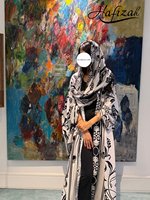 Abaya Hafizah Imprimé Noir et Blanc, Robe Musulmane de Dubaï, Kaftan à Motifs Ethniques, Vente en Gros, Ramadan Aïd 2026, Fournisseur d'Usine en Gros