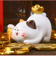Chat porte-bonheur en résine, design attirant la richesse et le trésor, figurines de chat de bureau, boîte mystère, cadeau, vente en gros, articles unisexes