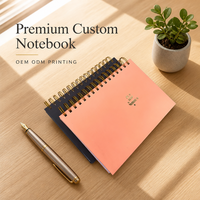 Carnet Premium Personnalisé Rose A4 / A5 Couverture Rigide Reliure Spirale Wire-O Vente en Gros pour École et Bureau