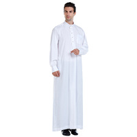 Thobe Arabe Style Saoudien de Haute Qualité pour Hommes, Vêtements Musulmans en Coton, Tenue Ethnique du Moyen-Orient pour le Ramadan, Abaya de Prière