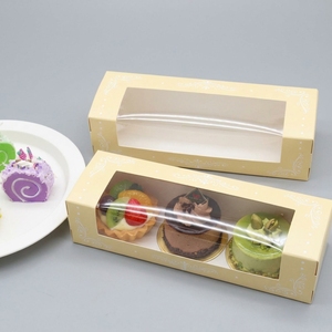 Caja de Pastelería Larga de Lujo con Ventana, Impresión Personalizada, Cartón Blanco de Alta Calidad para Empacar Pasteles, Rollos Suizos, Cupcakes y Postres - Product Image 1