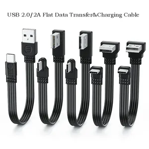 <span class=keywords><strong>C</strong></span>âble de données USB vers Type <span class=keywords><strong>C</strong></span>, répartiteur coudé haut/bas/gauche/droite, cordon plat, transfert de données USB 2.0, alimentation 2A, synchronisation, extension de ligne - Product Image 1