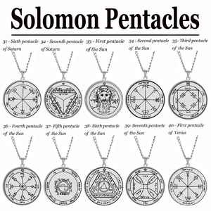 Collier en acier inoxydable avec amulette de Salomon, inaltérable et étanche, pendentif rune <span class=keywords><strong>44</strong></span> signes (Or, Bois, Eau, Feu, Terre, Lune, Soleil) - Product Image 4