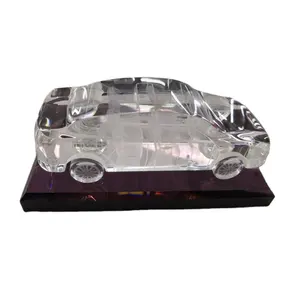 Business Gift Customized Engraved Crystal Glass Train Realistic Car Model for Clients