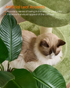 Tour à chat moderne de luxe <span class=keywords><strong>Feandrea</strong></span> de 68,1 pouces, 3 niveaux, avec poteaux à gratter en peluche et feuilles artificielles pour arbre de Noël - Product Image 3